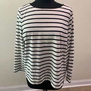 Banana Republic Striped Button-Shoulder Top – Black/White, XL